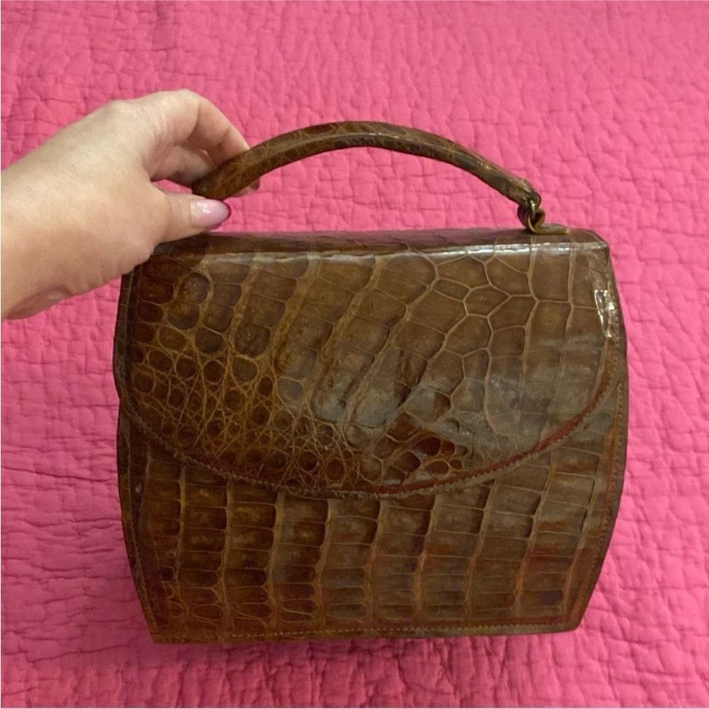 Elegant Brown real  Crocodile skin  Handbag